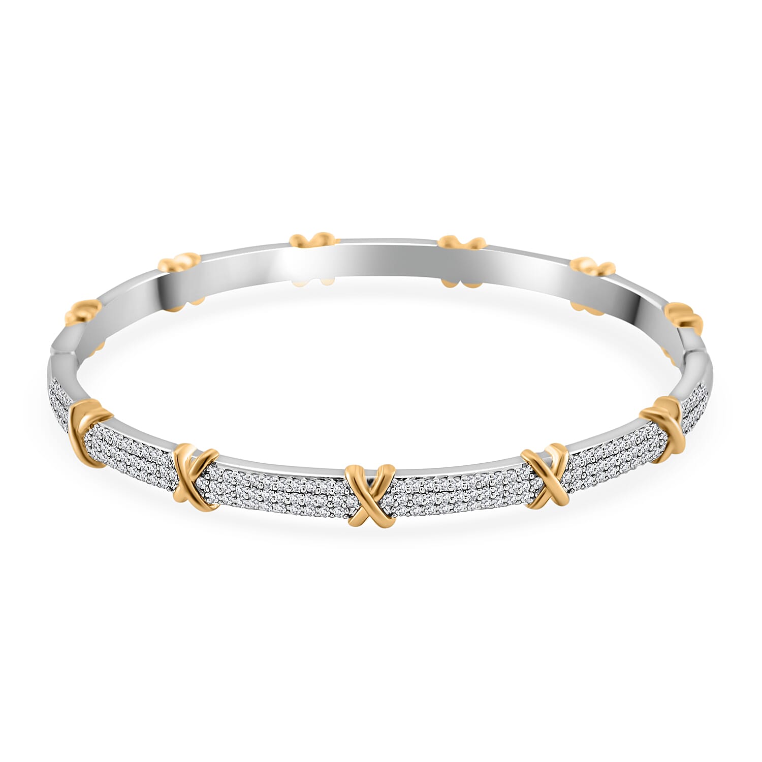 Best Christmas Jewellery Gift Cubic Zirconia Bangle, La Bella Sterling Silver Herringbone Bracelet, Cross Pendant 221242016 2