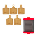 Homesmart Microwave Long Grill - Black & Red with 5 Piece Paddle Serving Board