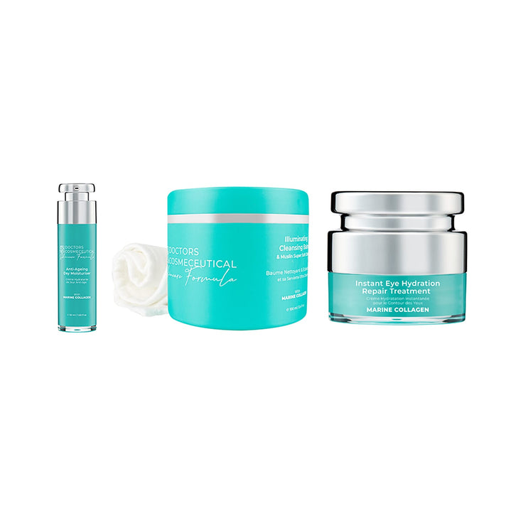 Doctors Formula Offer - Marine Collagen - Eye Cream 15mL, Anti-Ageing Day Moisturiser - 50mL &amp; Illuminating Cleansing Balm with Muslin Clot- 100mL 221246405 1