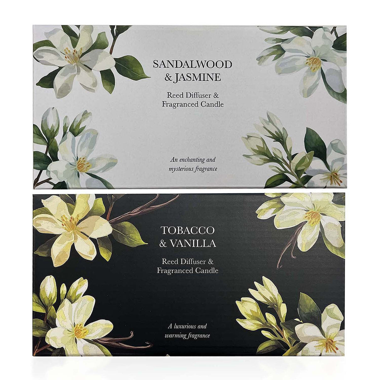 Tobacco- Vanilla &amp; Sandalwood- Jasmine Fragranced Candle and Reed Diffuser Set 221247640 0