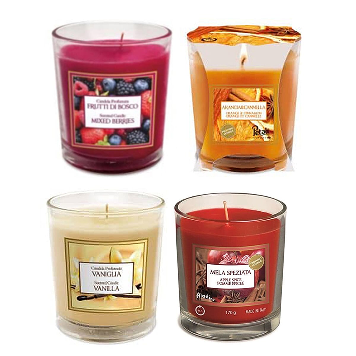 Set of 4 - Prices Candles Petali (Berry, Vanilla, Orange &amp; Apple Spice) Medium Candle Jar With 45 Hours Burn Time 221249285 0