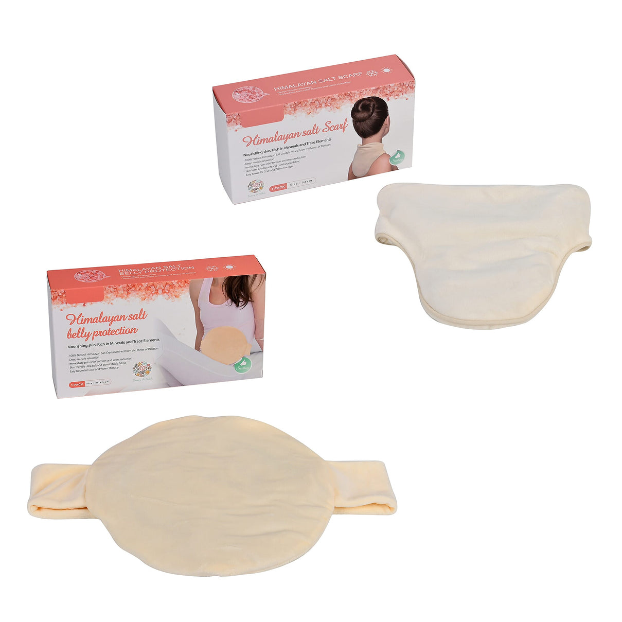 Microwavable and Freezable Himalayan Salt Neck &amp; Belly Wrap - White Cream 221250085 0