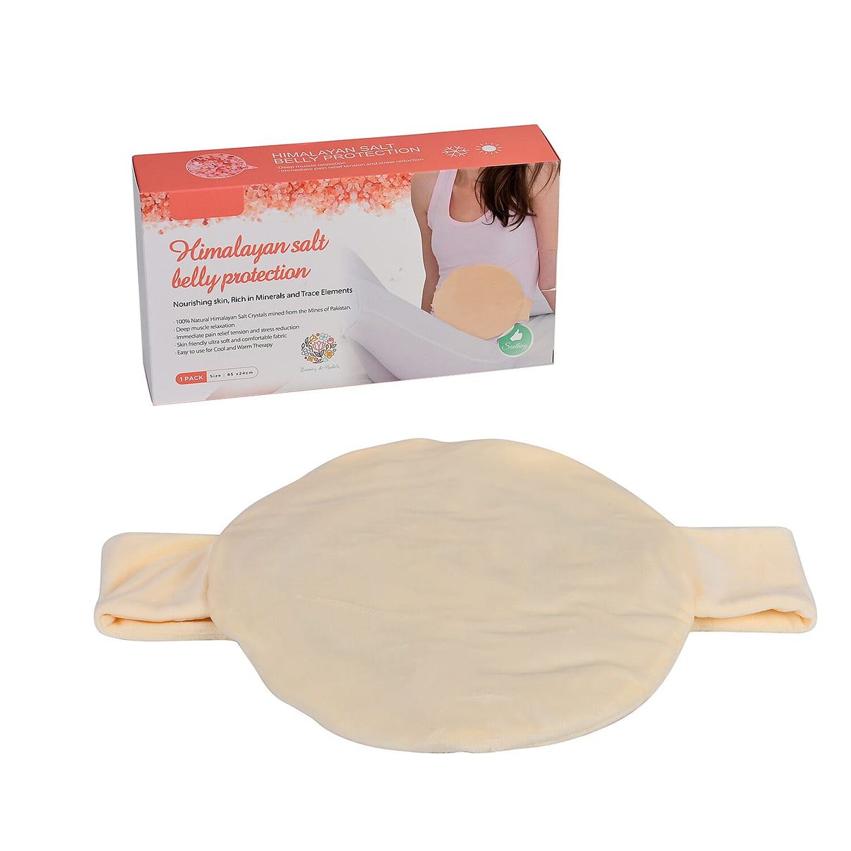 Microwavable and Freezable Himalayan Salt Neck &amp; Belly Wrap - White Cream 221250085 2