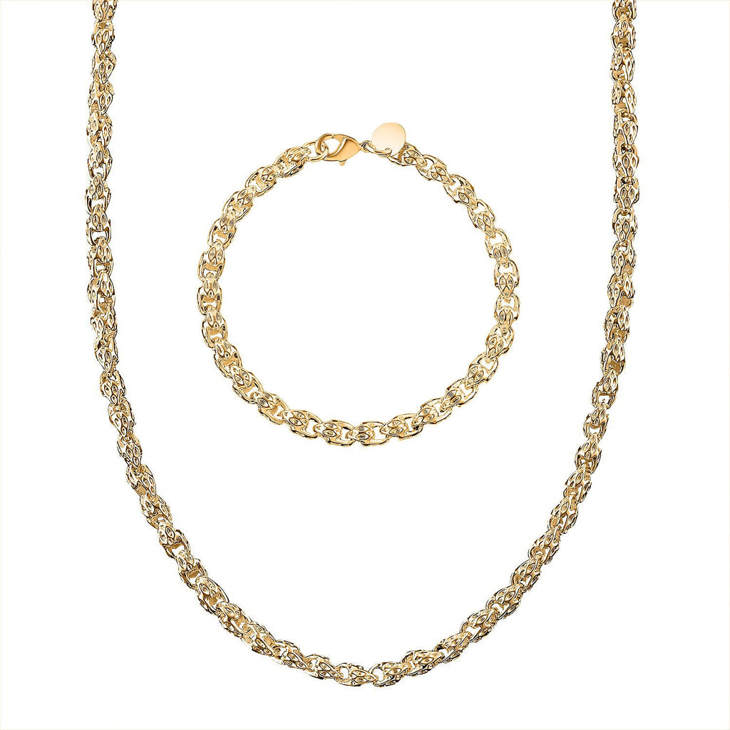 Designer Inspired - Lotus Link Necklace (Size 20) and Bracelet (Size 7.5)