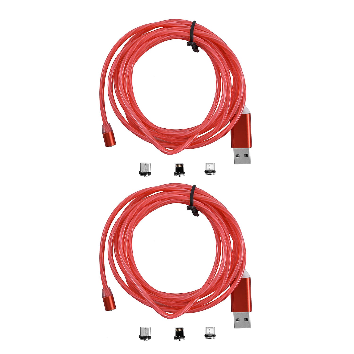 Set of 2 - Intelligent 3 in 1 Magnetic USB Cable - Red 221250549 0