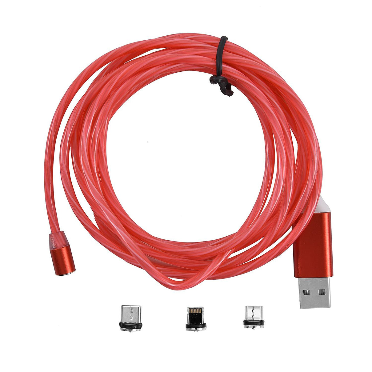 Set of 2 - Intelligent 3 in 1 Magnetic USB Cable - Red 221250549 1