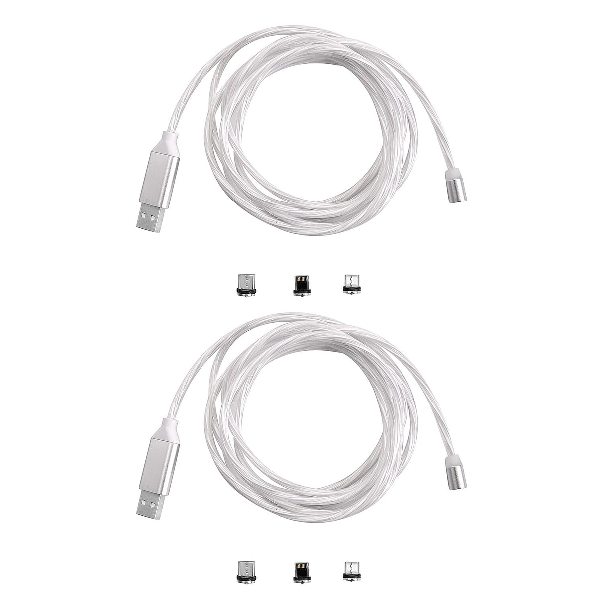 Set of 2 - Intelligent 3 in 1 Magnetic USB Cable - White 221250551 0