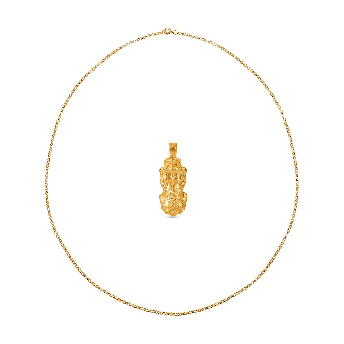 24K Yellow Gold (99.99% Purity) Pixiu Pendant with 9K Yellow Gold Belcher Chain (18in) 221250840 0