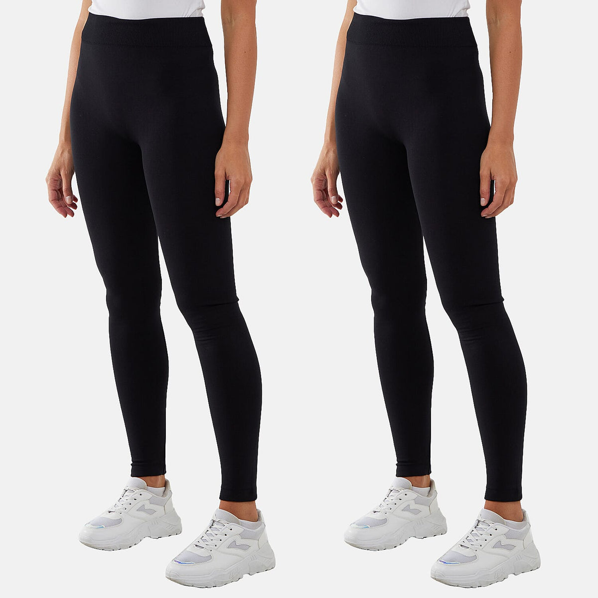 Set of 2 Nova of London - Fleece Lined Warm Leggings - Black 221250849 0