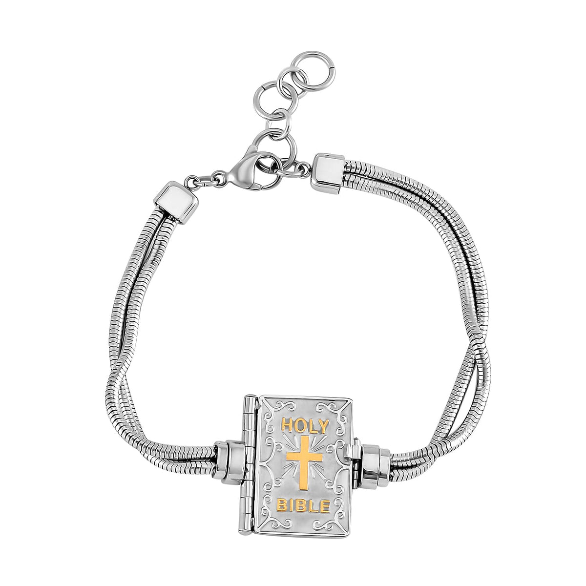 Mega Under 20 Deal of 2025 - Set of 4 Bracelets Bible, Two Tone Rope, Curb ,Paperclip Padlock Bracelet 221251187 1