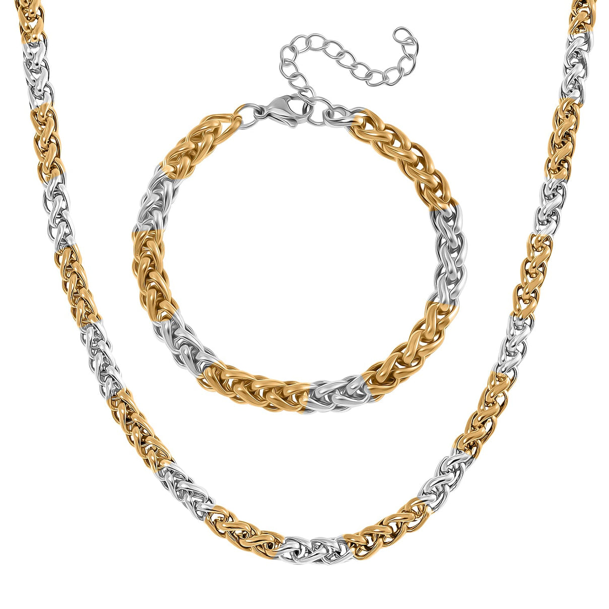 Designer Inspired Two Tone Spiga Necklace and Bracelet 221251545 0
