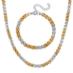 Designer Inspired Two Tone Spiga Necklace and Bracelet
