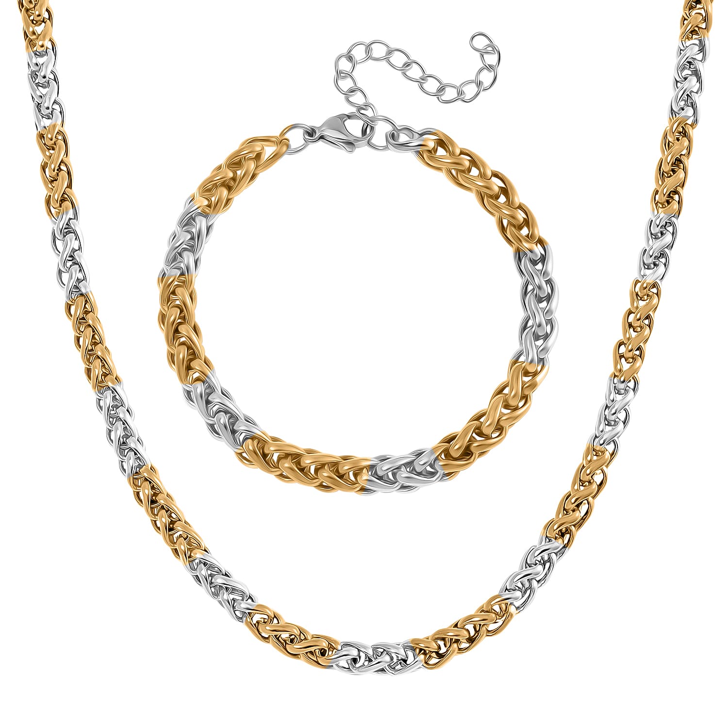 Designer Inspired Two Tone Spiga Necklace and Bracelet 221251545 0