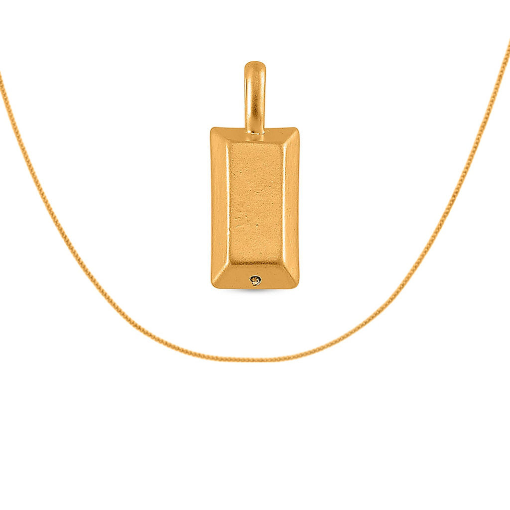 24K Yellow Gold Bar Pendant and Curb Necklace Bundle