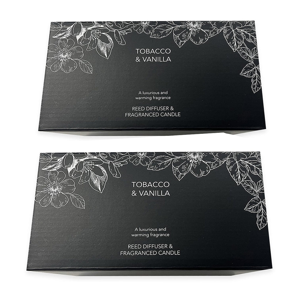 Pack of 2 Luxury Edition - Tobacco &amp; Vanilla Fragranced Diffuser - 200ML With Reeds &amp; Double Wick Jar Candle- 400 Grams (Upto 80 Hr Burn Time) 221258692 0