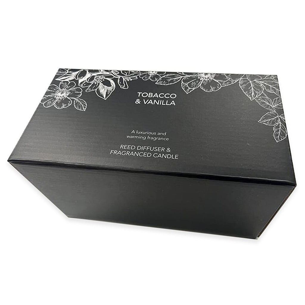 Pack of 2 Luxury Edition - Tobacco & Vanilla Fragranced Diffuser - 200ML With Reeds & Double Wick Jar Candle- 400 Grams (Upto 80 Hr Burn Time)