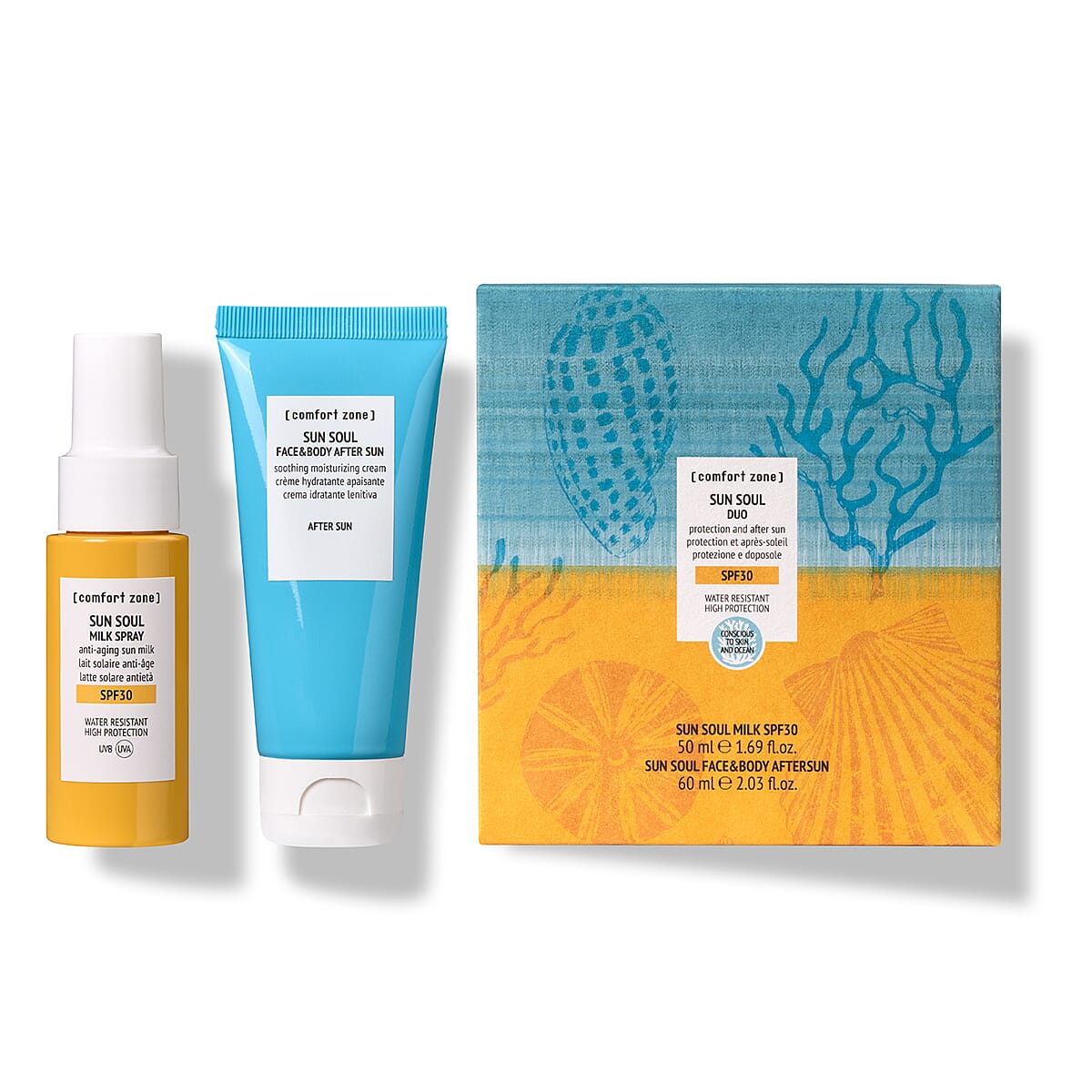 Comfort Zone Sun Soul Duo Kit (Includes- Sun Soul Milk SPF30 50ml, Sun Soul Face &amp; Body Aftersun 60ml) &amp; Comfort Zone Tranquillity Roll-On Bundle 221258696 1