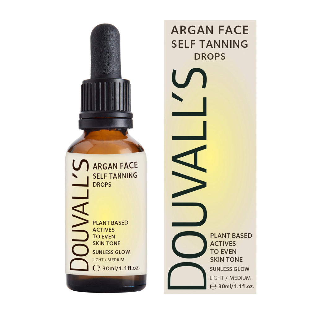 Douvalls Argan Body Self Tanning Spray 60ml with Face Drops 30ml- Light-Medium