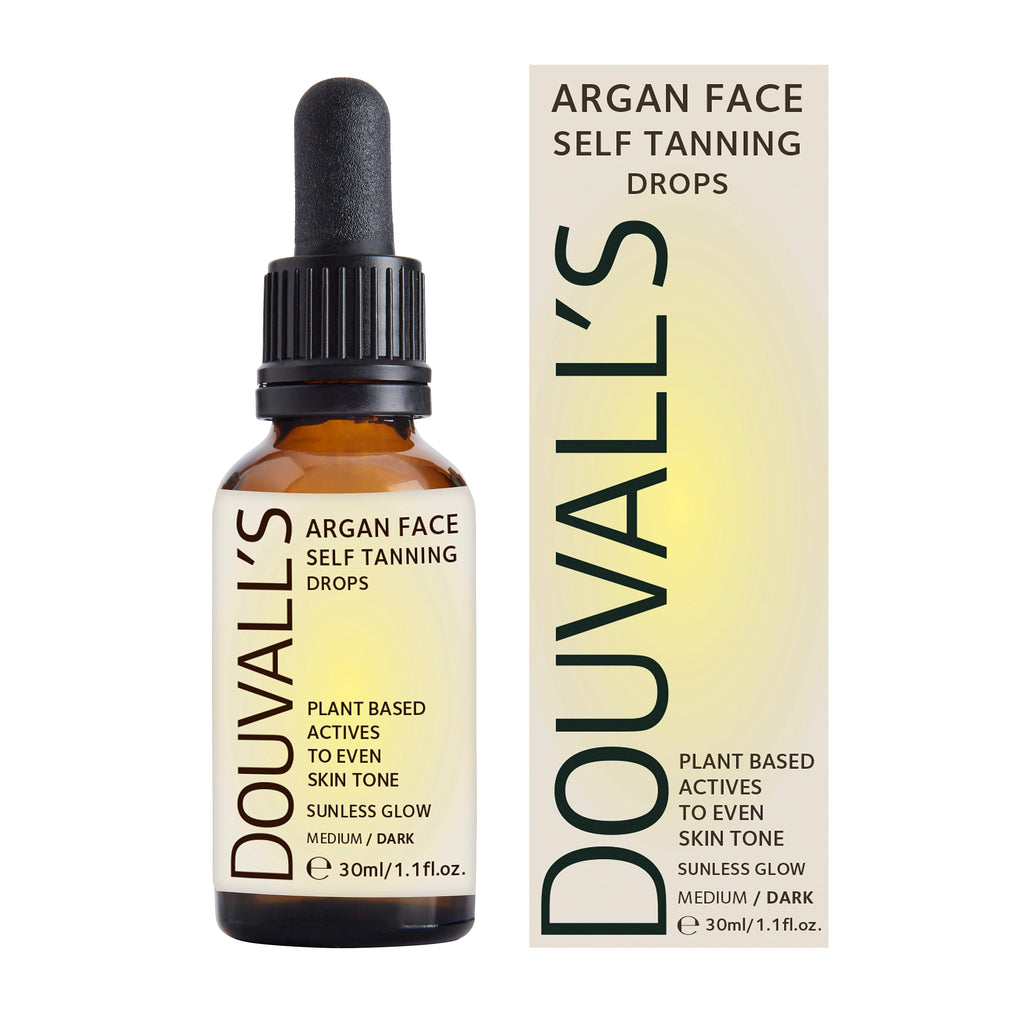 Douvalls Argan Body Self Tanning Spray 60ml with Face Drops 30ml- Medium-Dark