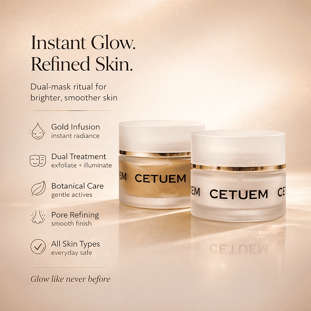 Cetuem Glow Duo - SCR Gold Illuminating Mask and Exfoliating Mask (50ml each) 221259918 1
