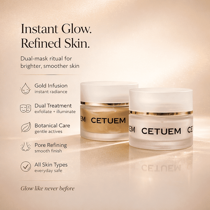 Cetuem Glow Duo - SCR Gold Illuminating Mask and Exfoliating Mask (50ml each) 221259918 2