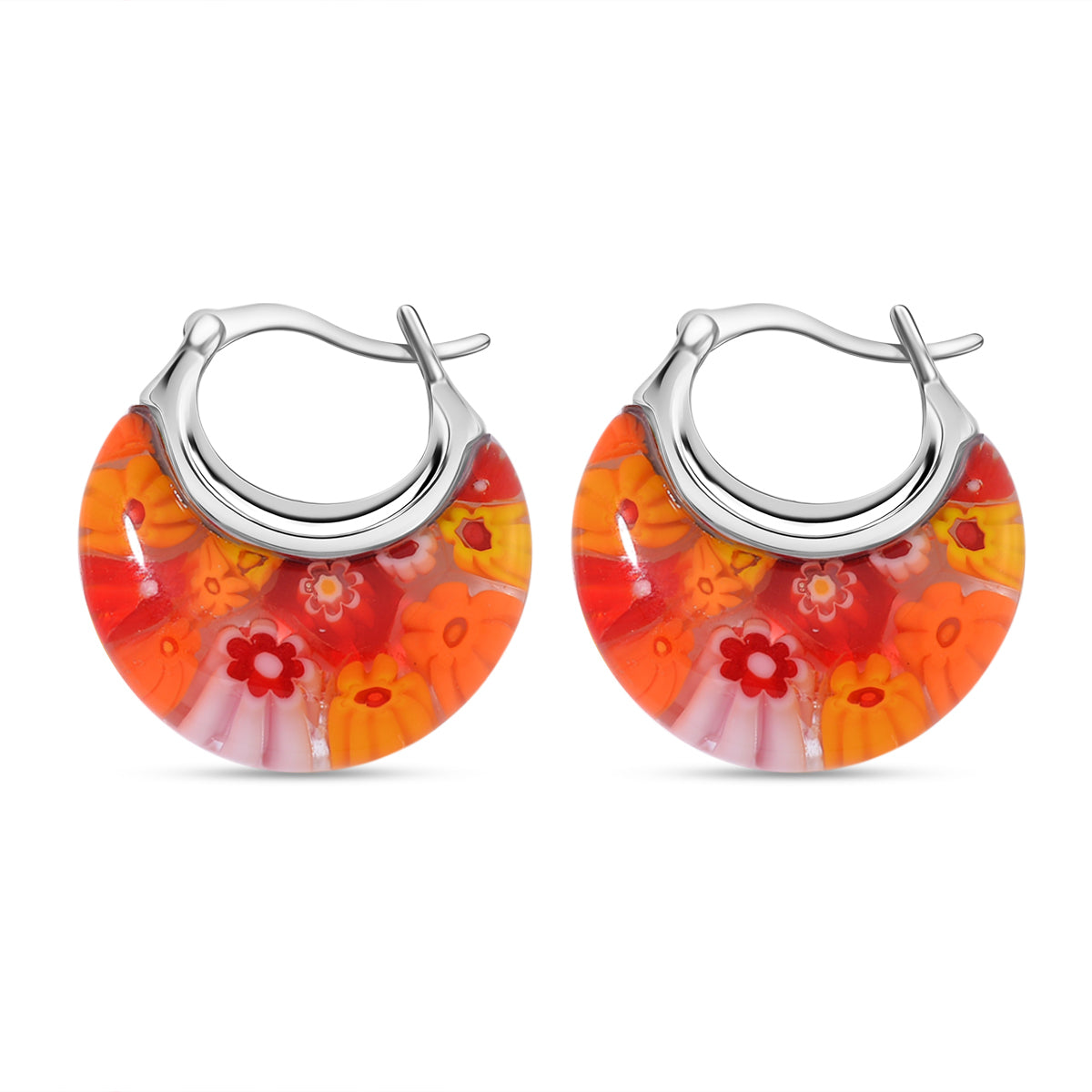 Set of 5 - Multi Colour, Green, Blue, Yellow and Orange Murano Style Basket Earrings in Stainless Steel 221261403 1