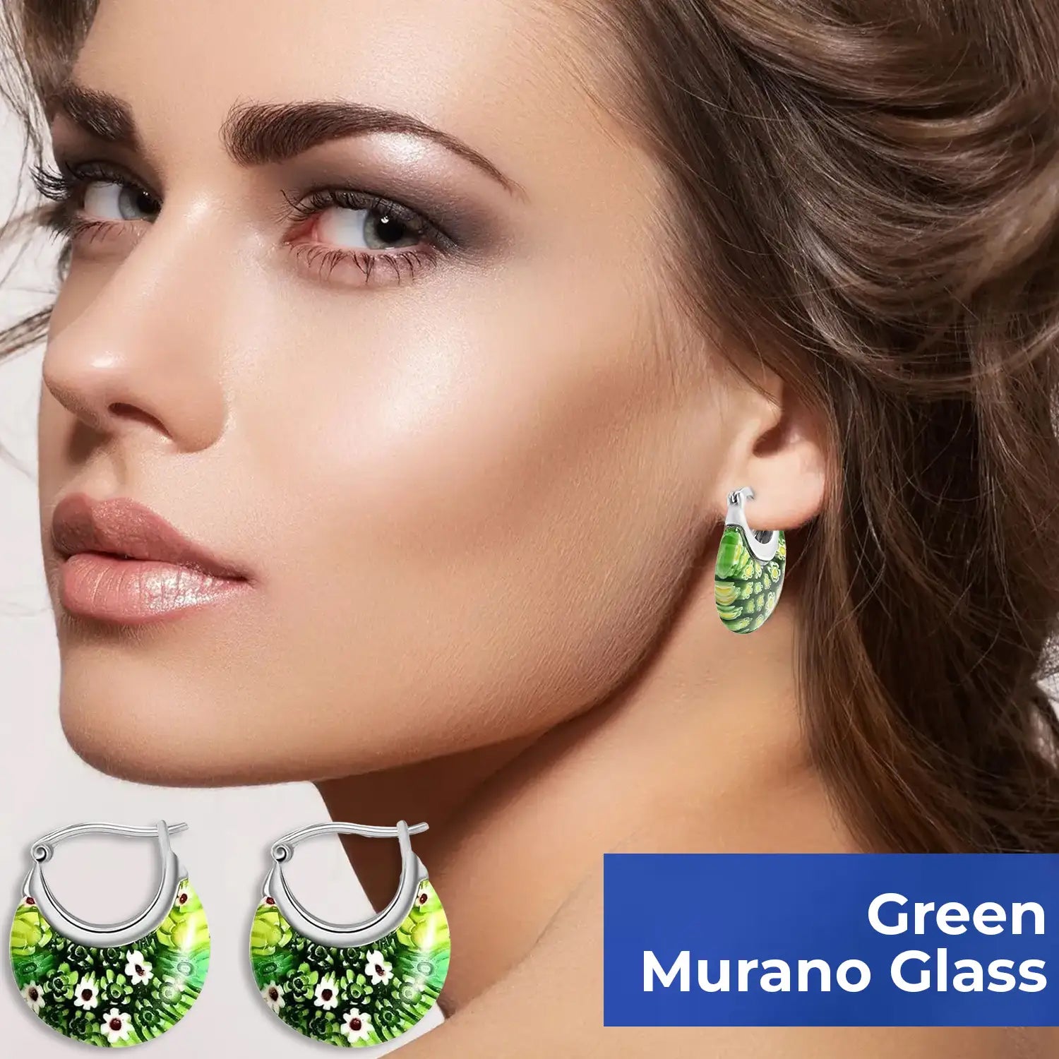 Set of 5 - Multi Colour, Green, Blue, Yellow and Orange Murano Style Basket Earrings in Stainless Steel 221261403 4
