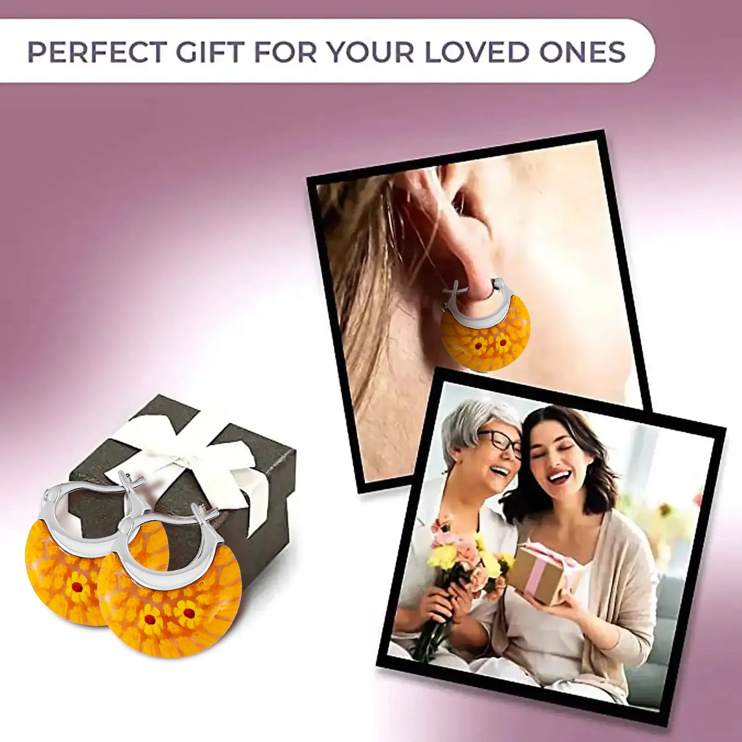 Set of 5 - Multi Colour, Green, Blue, Yellow and Orange Murano Style Basket Earrings in Stainless Steel 221261403 5