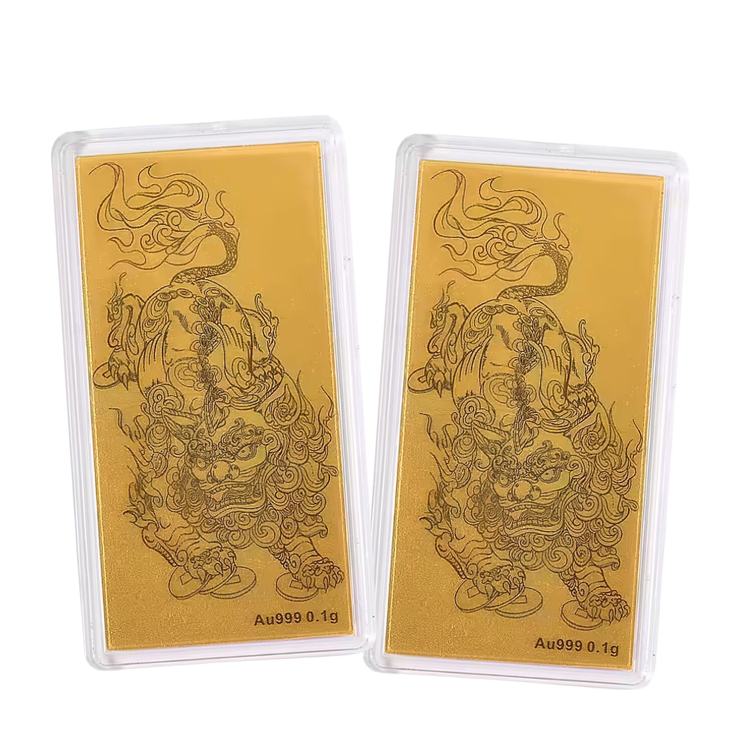 Set of 2 - 24K Yellow Gold Pixiu Pattern Collectables 221265057 0