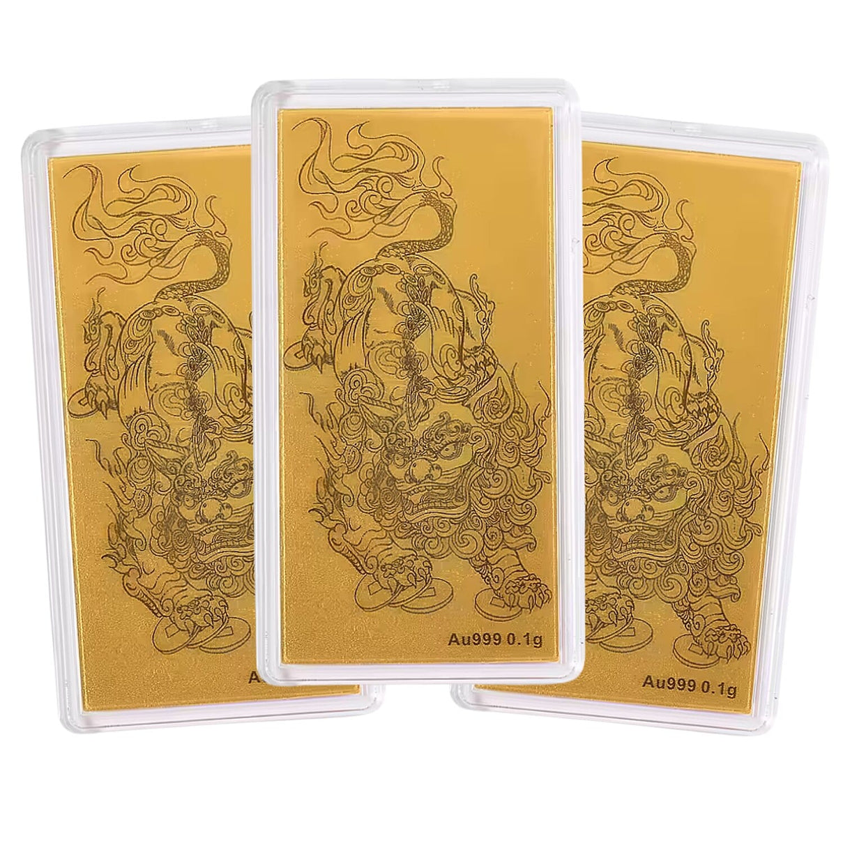 Set of 3 - 24K Yellow Gold Pixiu Pattern Collectables 221265059 0