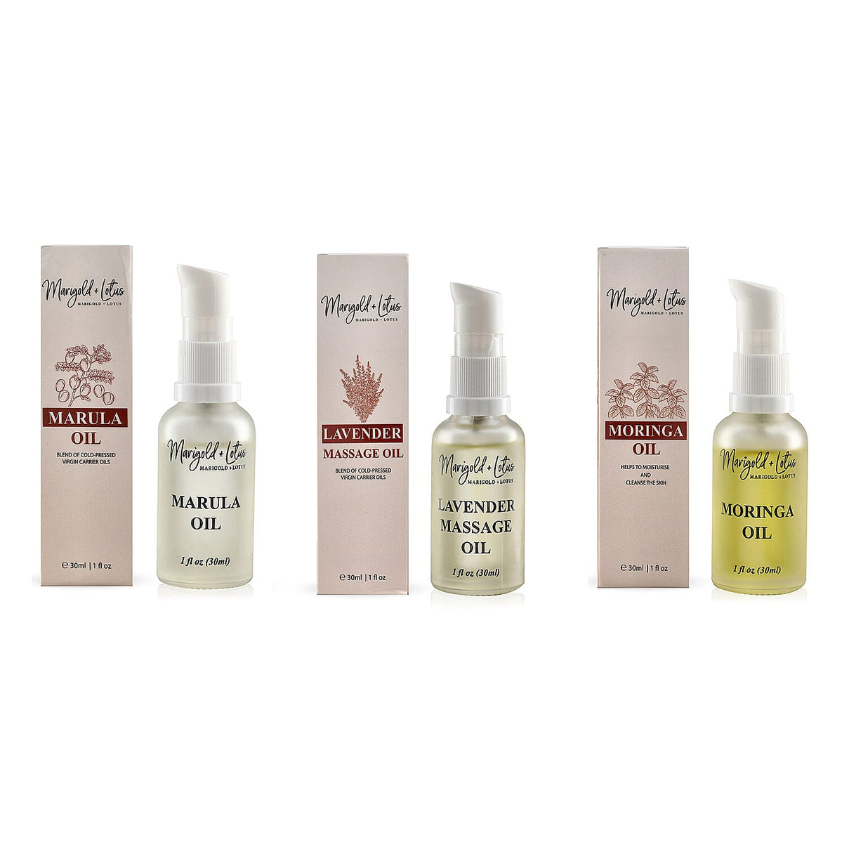 Marigold and Lotus Marula Moringa and Lavender Oils (30ml Each) 221266199 0