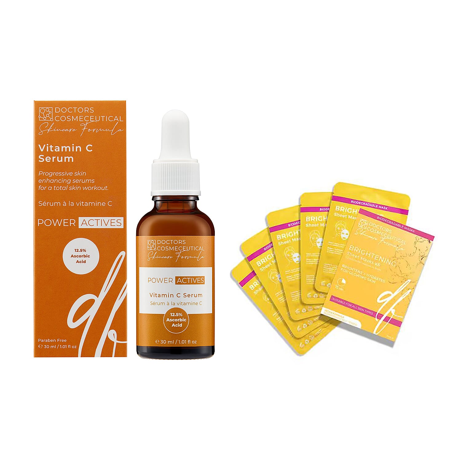 Doctors Formula - Power Active Vitamin C Serum - 30mL and Brightening Treatment Mask - Pack of 5 221266815 0