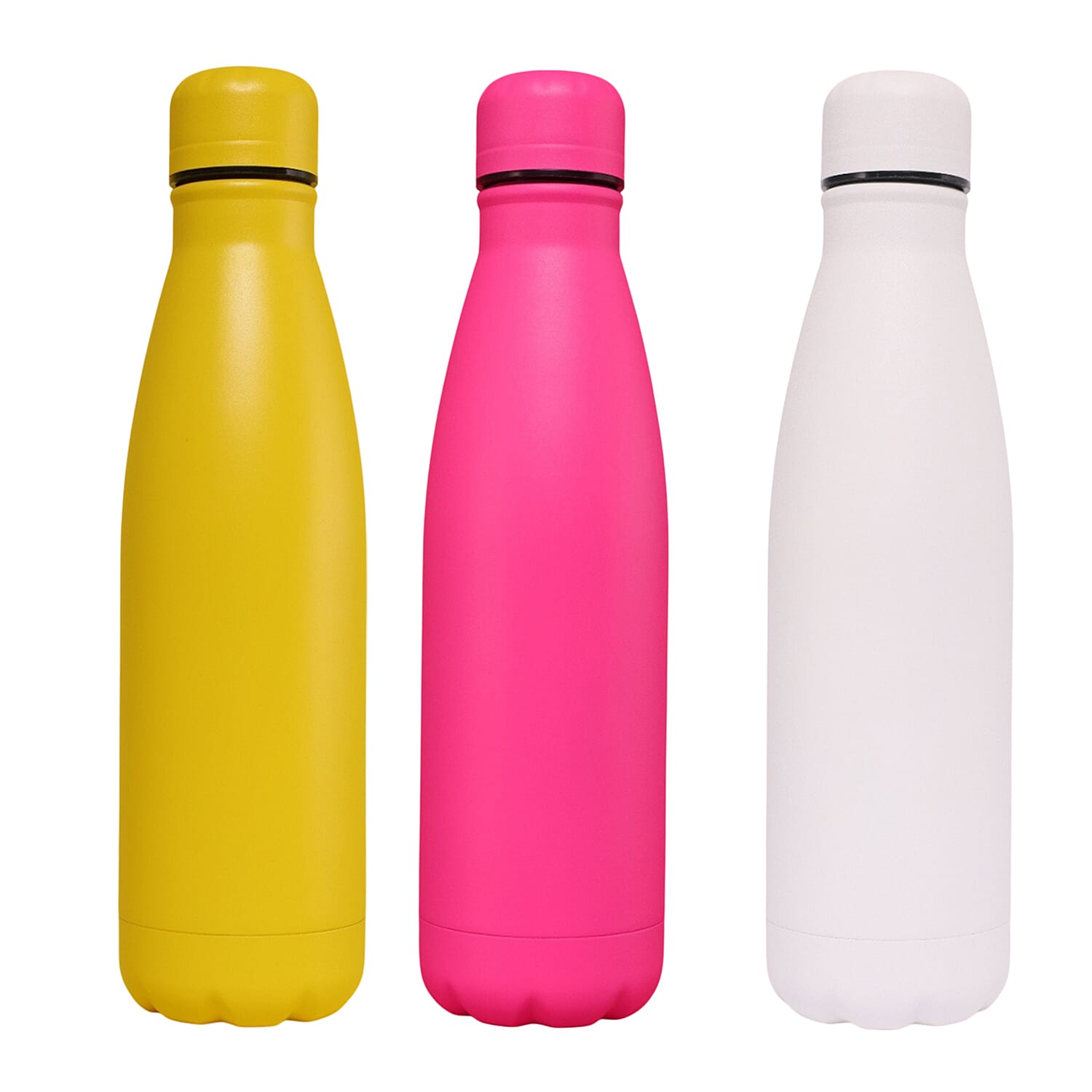 Set of 3 - Solid Color Water Bottle (500mL each) - Pink, White, Yellow 221269116 0