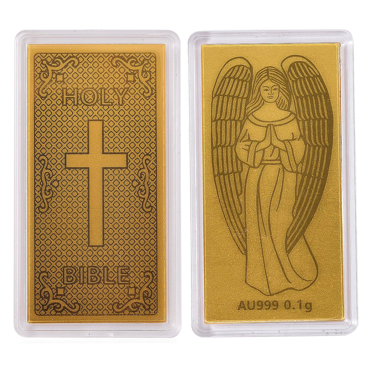 Set of 2 - 24K Yellow Gold Bible and Angel Embossed Pattern Collectables 221269550 0