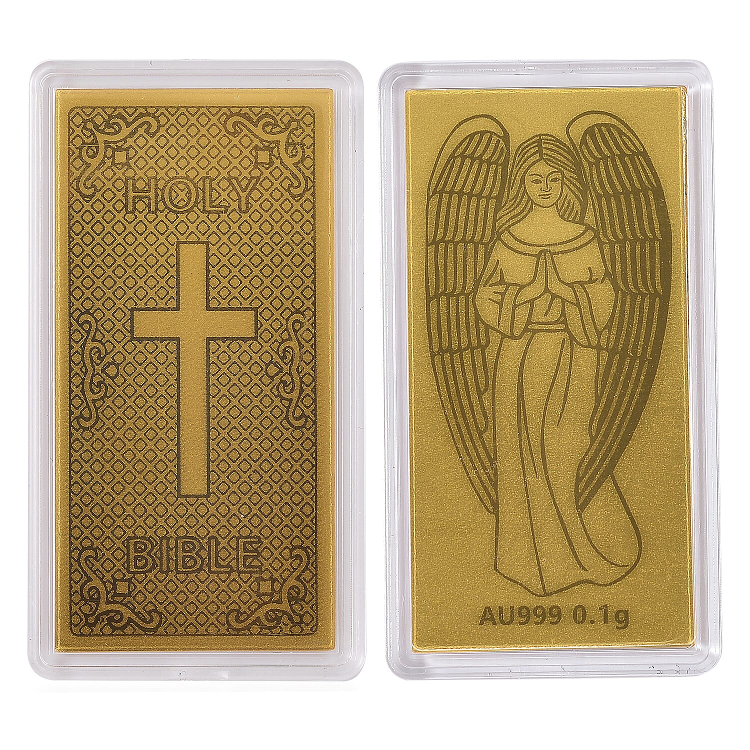 Set of 2 - 24K Yellow Gold Bible and Angel Embossed Pattern Collectables 221269550 0