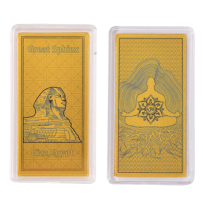 Set of 2 - 24K Yellow Gold Great Sphinx and Chakras Embossed Collectable 221269551 1