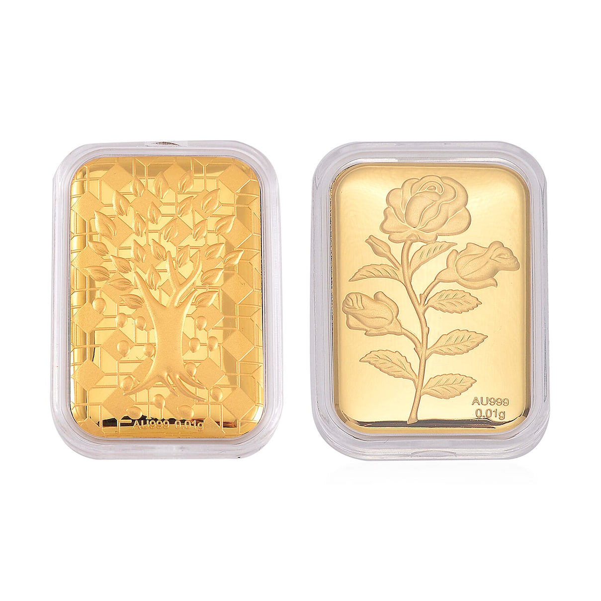 Set of 2 - 24K Yellow Gold Tree and Rose  Collectables 221269986 0