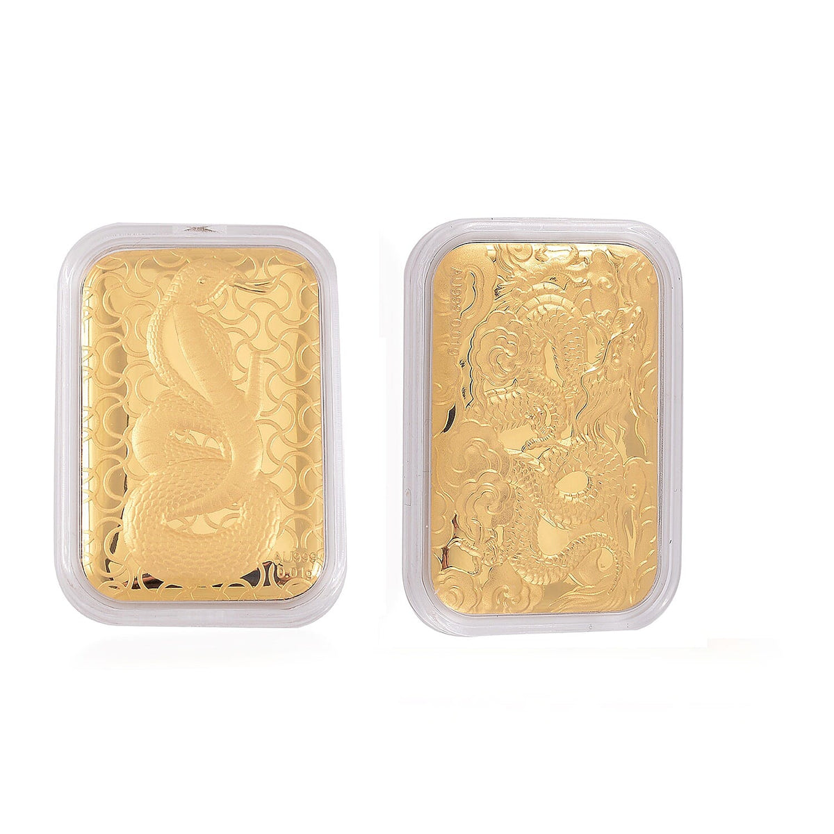 Set of 2 - 24K Yellow Gold Dragon and Snake  Collectables 221269995 0