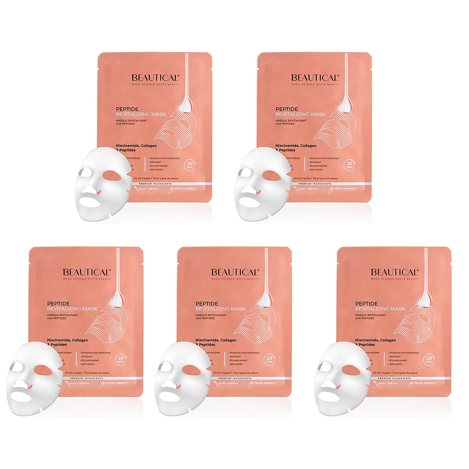 Set of 5 - Beautical Peptide Revitalizing Mask 221275186 0