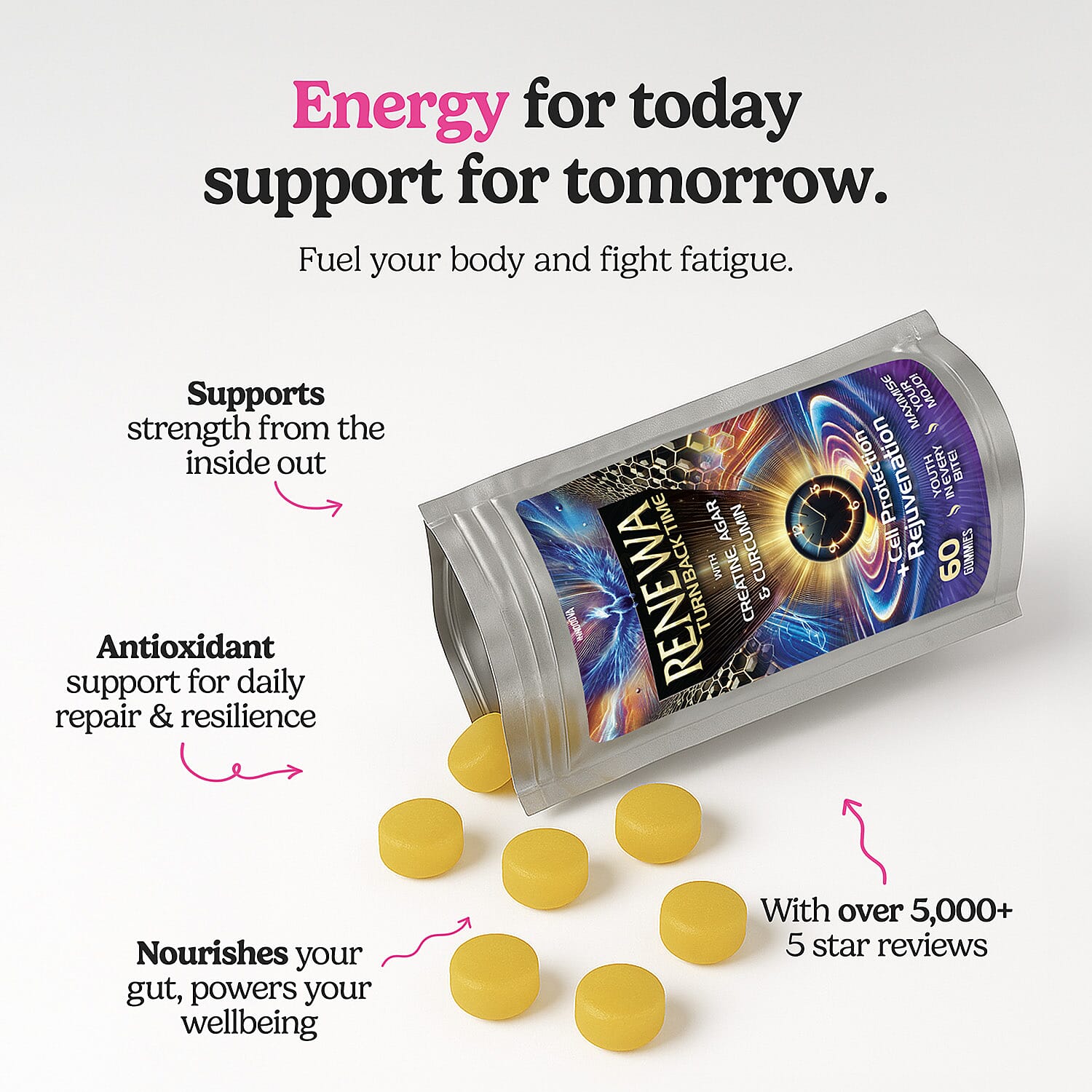 Gummies Innooova Renewa | 60 Gummies + 10 Gummies Pack Free | Creatine + Curcumin 221276487 4