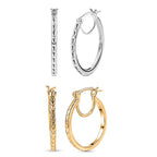 Set of 2 - Sterling Silver Hoop Earrings & 18K Vermeil Yellow Gold Plated Sterling Silver Earrings