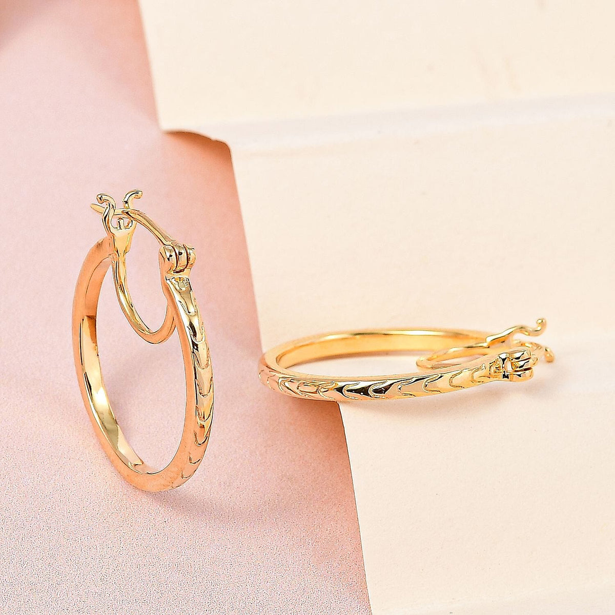 Set of 2 - Hoop Earrings in Sterling Silver and 18K Vermeil Yellow Gold Over Sterling Silver 221277443 1