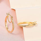 Set of 2 - Sterling Silver Hoop Earrings & 18K Vermeil Yellow Gold Plated Sterling Silver Earrings