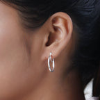 Set of 2 - Sterling Silver Hoop Earrings & 18K Vermeil Yellow Gold Plated Sterling Silver Earrings