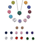 Everyday Look Set - 7 Multi Gemstone Stud Earrings in Sterling Silver & 12 Multi Austrian Crystal Pendant with Chain in Mix Metal