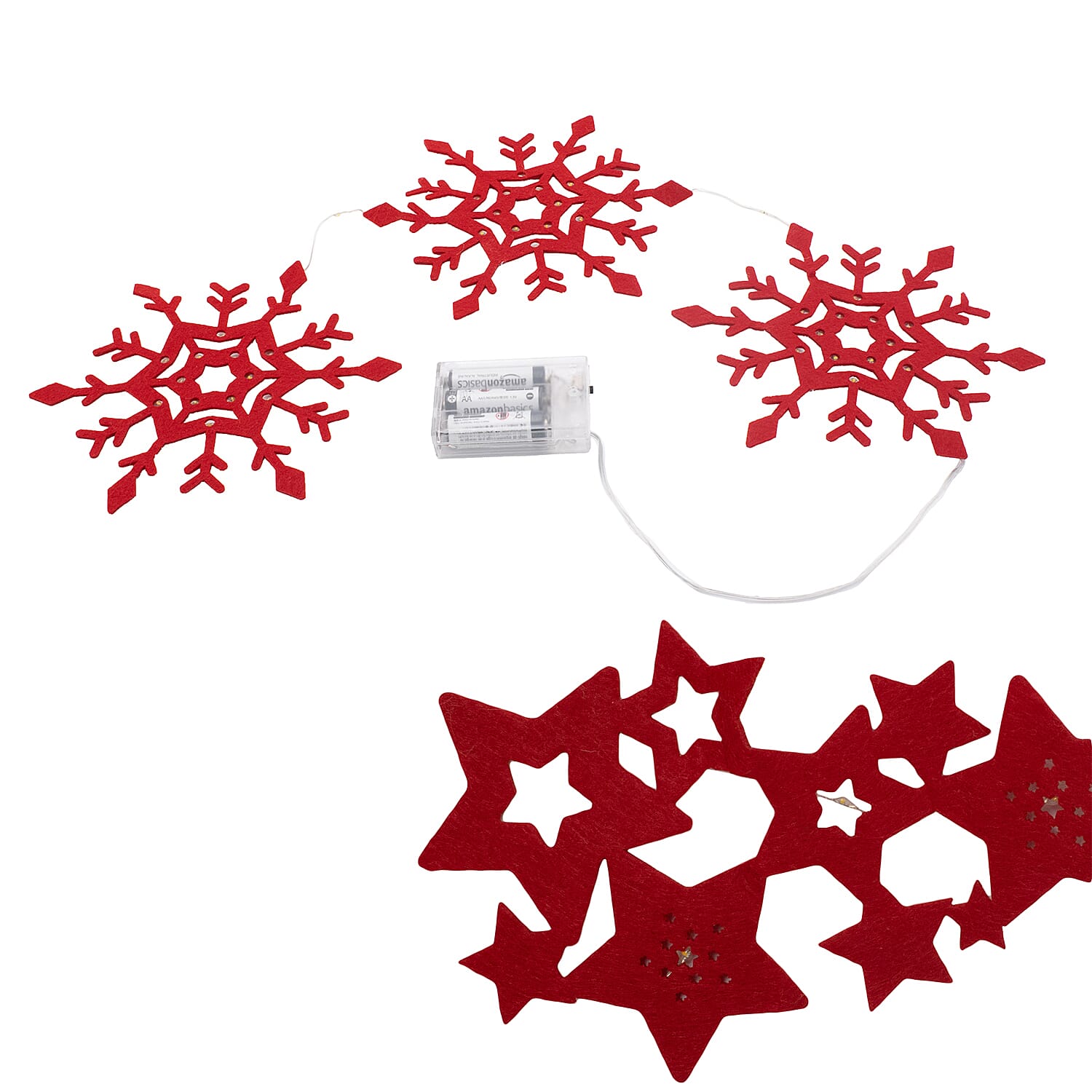Christmas Decoration - Snowflake Table Decoration (set of 3) &amp; Felt Star Decorative Runner (Length-120 Cm) - Red 221279197 0