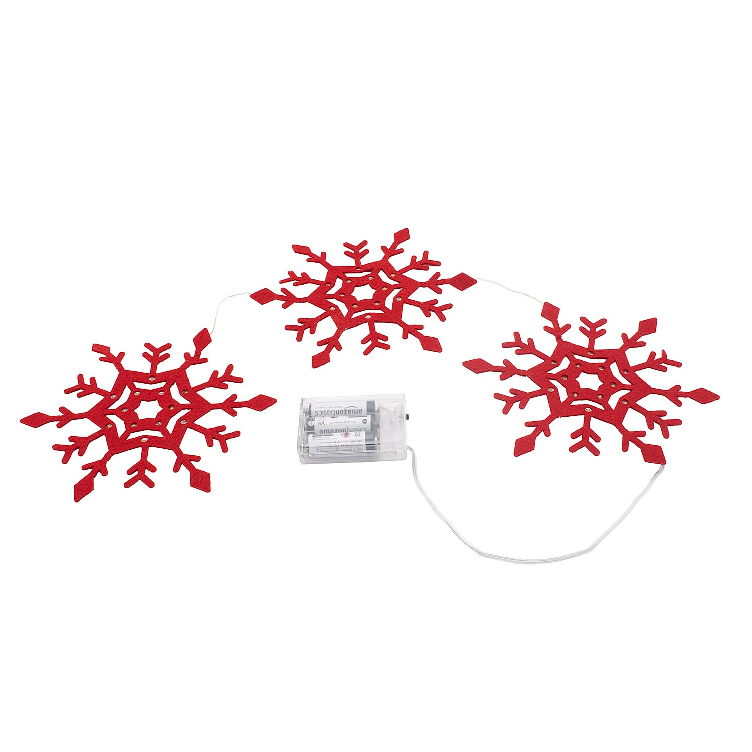 Christmas Decoration - Snowflake Table Decoration (set of 3) &amp; Felt Star Decorative Runner (Length-120 Cm) - Red 221279197 1