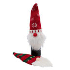 Christmas Decoration - Set of 8 Gnome Bottle Covers in Red, Brown, White & Green (2 of each)