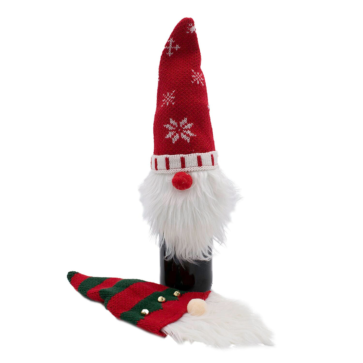 Christmas Decoration - Set of 8 Gnome Bottle Covers in Red, Brown, White &amp; Green (2 of each) 221279200 1