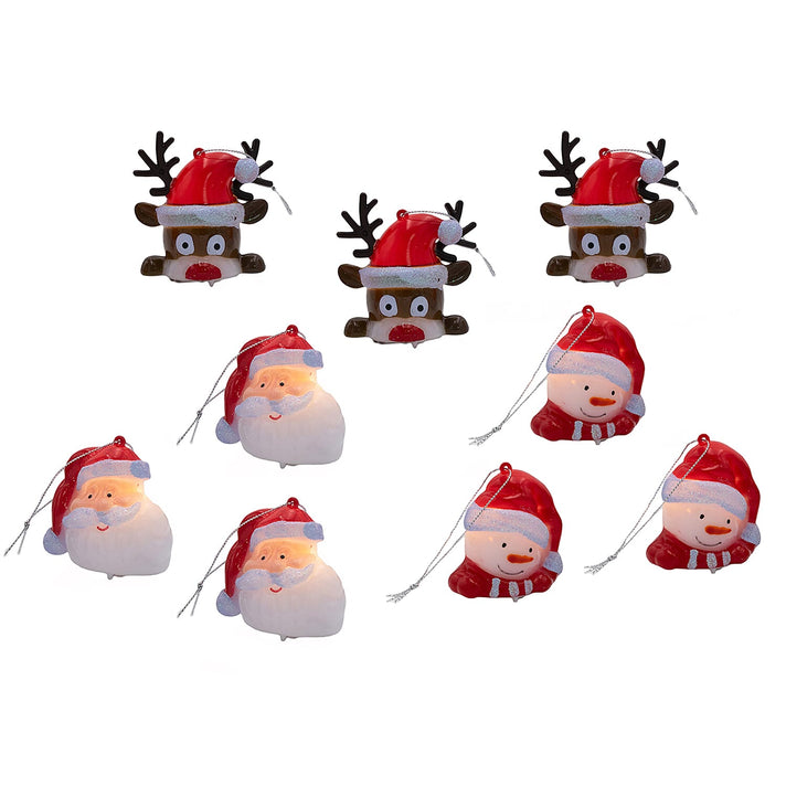Christmas Decoration - Set of 9 Light up Novelty Fun Characters (Battery Operated) - Red, White, Brown 221279226 1